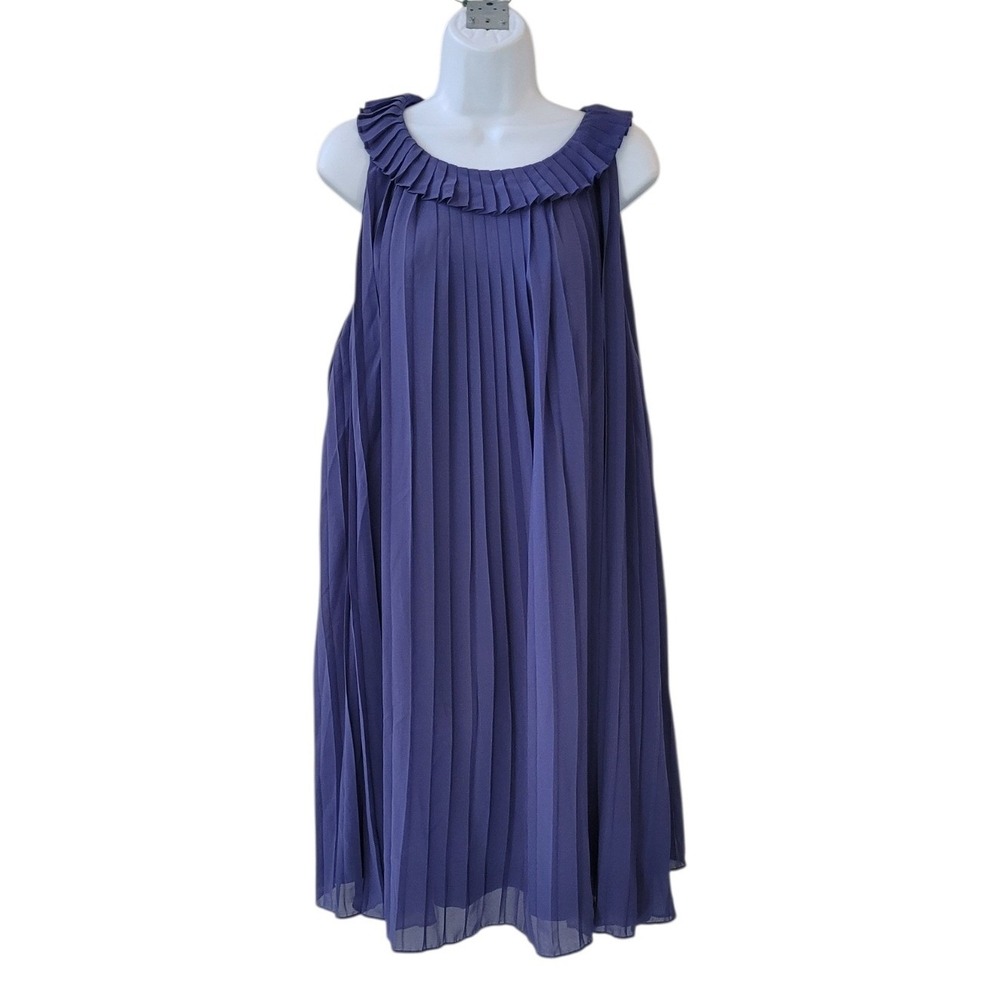 New MODCLOTH 1X Blue Famously Flirty Pleated Sleeveless Dress *Missing Sash Tie*